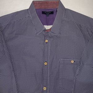 TED BAKER LONDON CONTRAST POLKA DOT BUTTON UP SHIRT